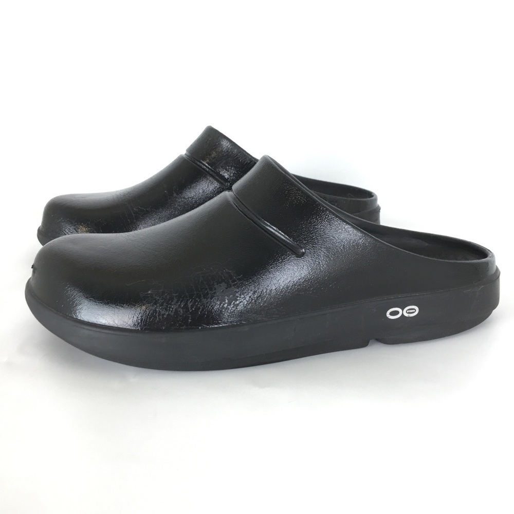 OOFOS Oocloog Luxe Recovery Shoes Men’s Size 9 Comfort Slip On Mules Clogs Black - Picture 2 of 14